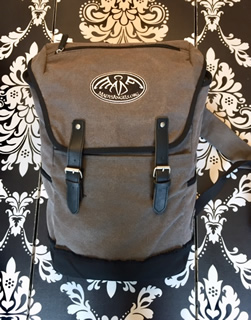 47 Field & Co. cotton canvas backpack. Padded 15.6” laptop compartment, interior tablet pouch, exterior pockets with embroidered logo. Grey/black 14.5”w x 18.5” h. $40.00